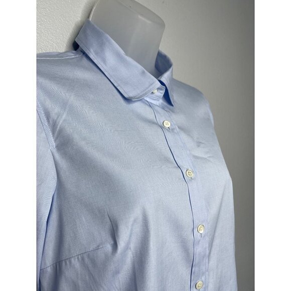 J.Crew Womens Perfect Blue Long Sleeve Button Front Career Shirt Sz XS - Picture 7 of 10
